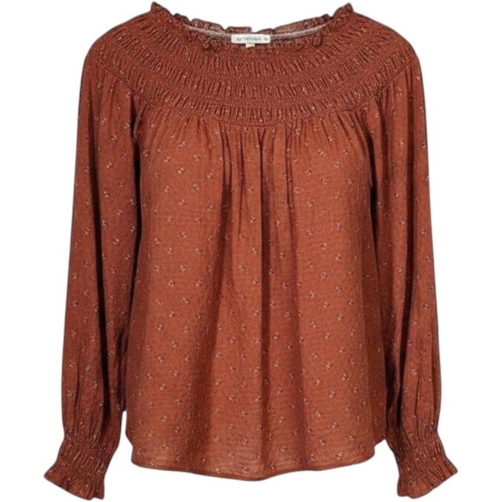 Universal Thread Long-Sleeve Smocked Peasant Blouse Floral Print Shirt Size XL